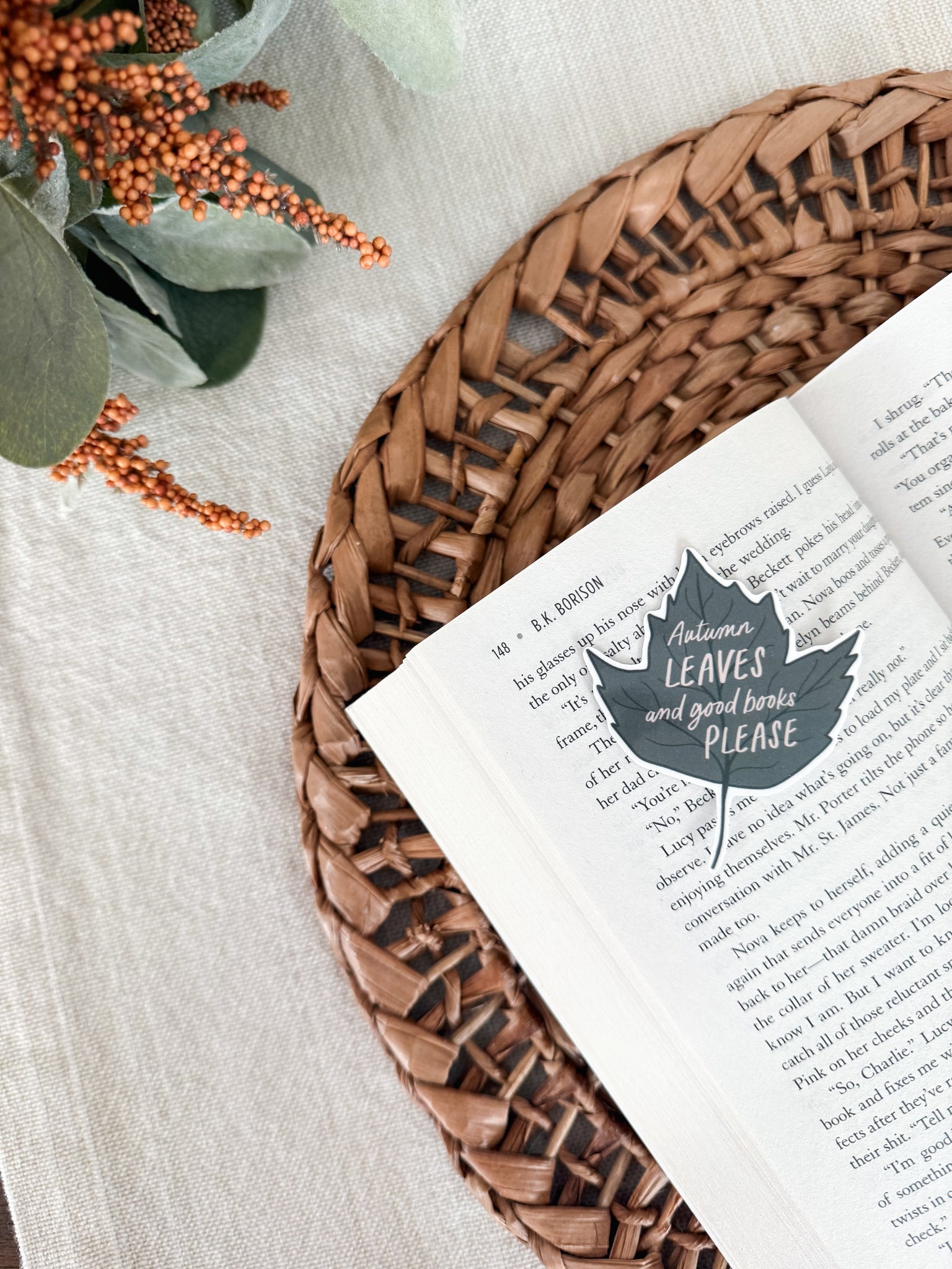 Autumn Leaves And Good Books Please Sticker