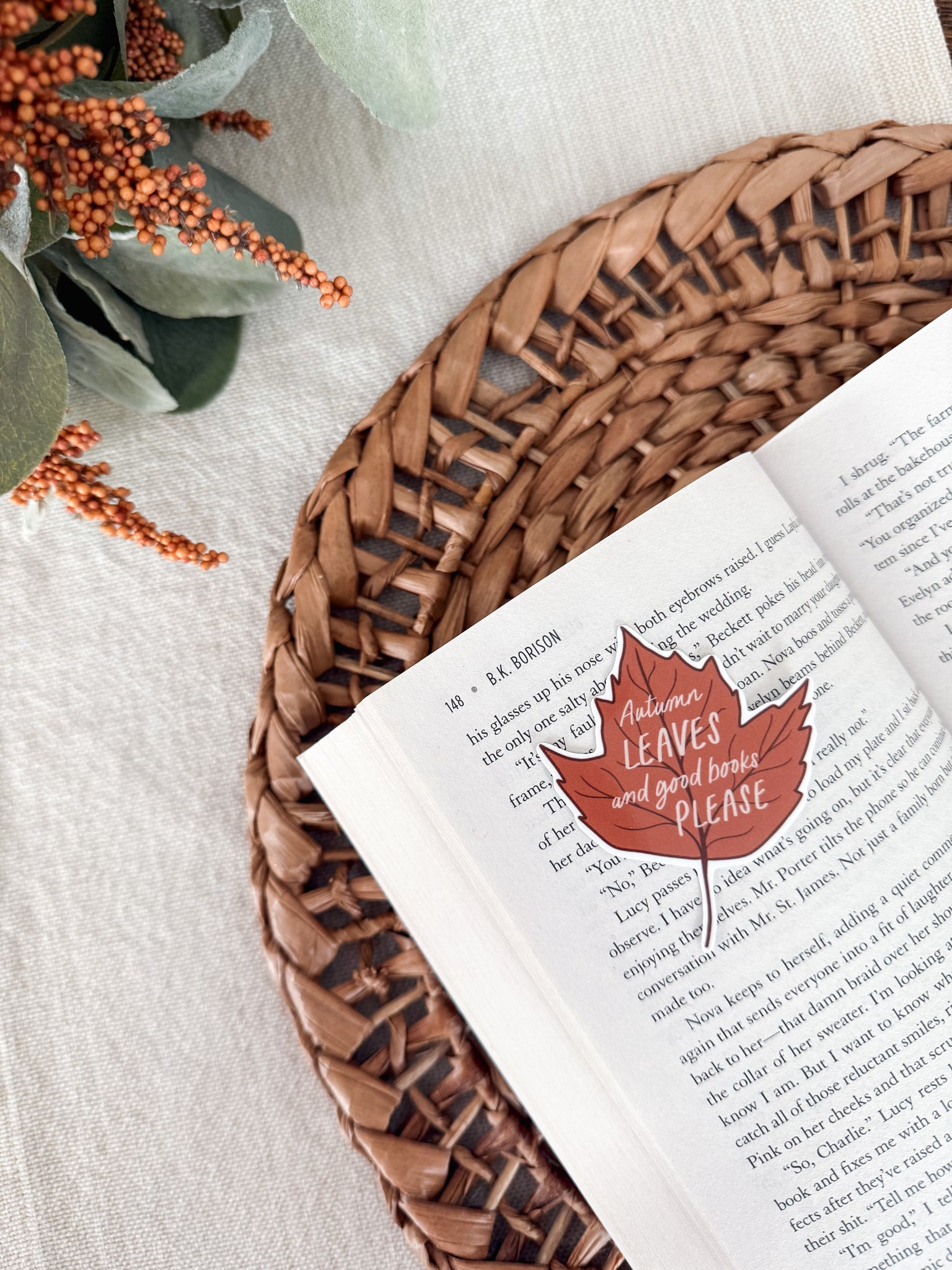 Autumn Leaves And Good Books Please Sticker